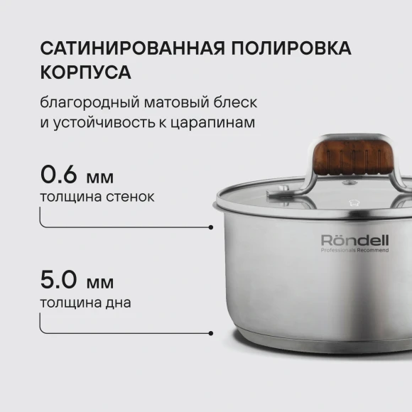 Ковш Rondell Fjord RDS-1790 1.4л. d=16см (с крышкой) стальной