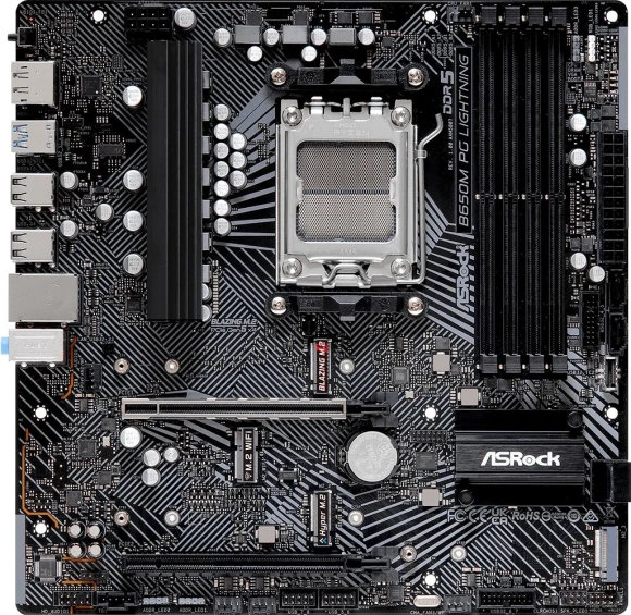 Материнская плата Asrock B650M PG LIGHTNING Socket AM5 AMD B650 4xDDR5 mATX AC`97 8ch(7.1) 2.5Gg RAID+HDMI+DP