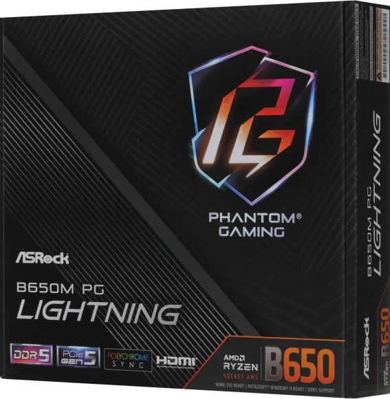 Материнская плата Asrock B650M PG LIGHTNING Socket AM5 AMD B650 4xDDR5 mATX AC`97 8ch(7.1) 2.5Gg RAID+HDMI+DP
