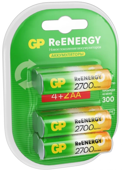 Аккумулятор GP 270AAHC4/2RGY-2CRCB6 AA NiMH 2700mAh (6шт) блистер Аккумулятор GP 270AAHC4/2RGY-2CRCB6 AA NiMH 2700mAh (6шт) блистер