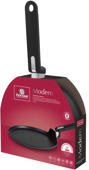 Сковорода блинная Rondell Modern RDA-1725 круглая 24см покрытие: Xylan Plus ручка несъемная (без крышки) черный