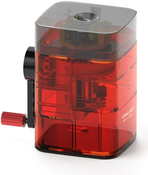 Точилка для карандашей механическая Deli 71162Red 1 отверстие пластик красный