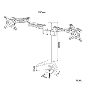 Кронштейн для мониторов Cactus CS-VM-D08-BK черный 13"-27" макс.8кг настольный поворот и наклон