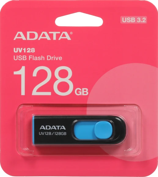 Флеш Диск A-Data 128Gb DashDrive UV128 AUV128-128G-RBE USB3.0 черный/синий