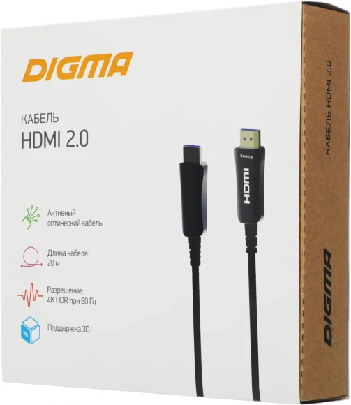 Кабель аудио-видео Digma HDMI 2.0 AOC HDMI (m)/HDMI (m) 20м. позолоч.конт. черный (BHP AOC 2.0-20) Кабель аудио-видео Digma HDMI 2.0 AOC HDMI (m)/HDMI (m) 20м. позолоч.конт. черный (BHP AOC 2.0-20)