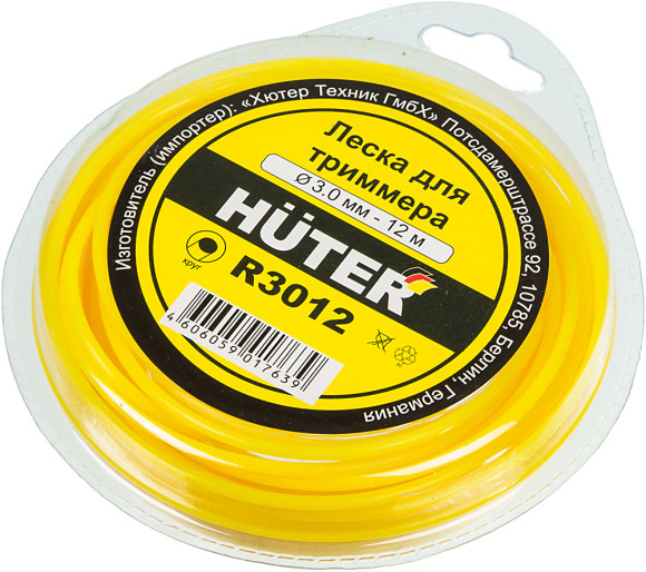 Леска для садовых триммеров Huter R3012 d=3мм L=12м для Huter GGT-1900S(T) (71/2/1)