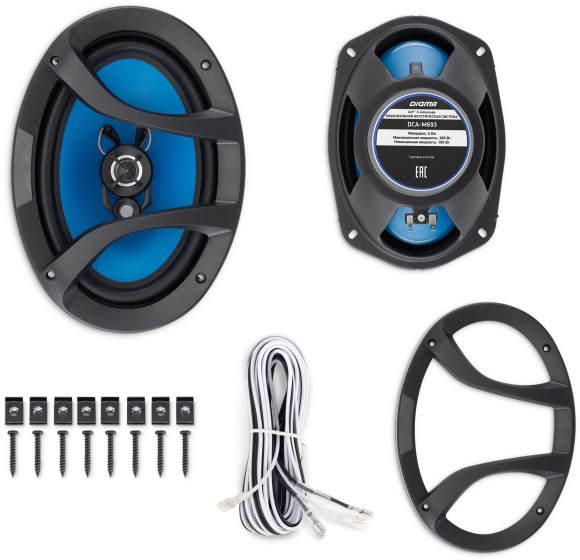 Колонки автомобильные Digma DCA-M693 300Вт 90дБ 4Ом 15x23см (6x9дюйм) (ком.:2кол.) коаксиальные трехполосные Колонки автомобильные Digma DCA-M693 300Вт 90дБ 4Ом 15x23см (6x9дюйм) (ком.:2кол.) коаксиальные трехполосные