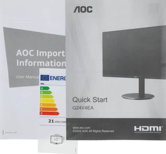 Монитор AOC 23.8" Value Line Q24V4EA черный IPS LED 16:9 HDMI M/M матовая 250cd 178гр/178гр 2560x1440 75Hz DP 2K 3.45кг