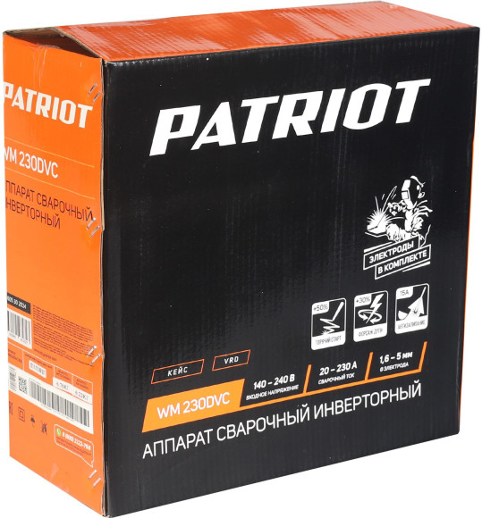 Сварочный аппарат Patriot WM230DVC инвертор ММА 10.7кВт (кейс в компл.)
