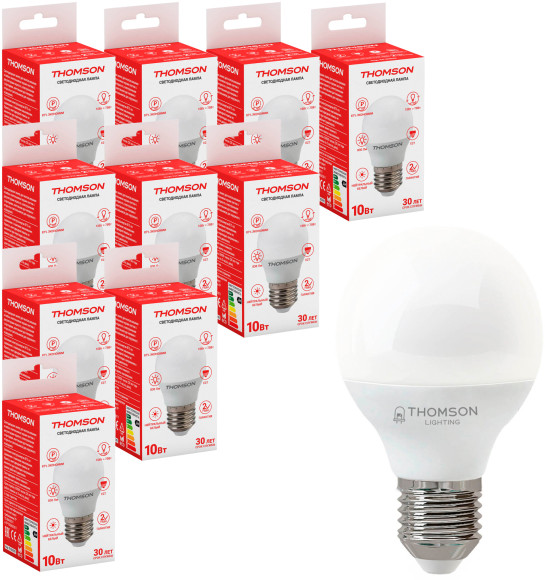 Лампа светодиодная Thomson TH-B2049 10Вт цок.:GU5.3 рефлек. 220B св.свеч.бел.теп. MR16 (упак.:10шт) (TH-B2049-10)