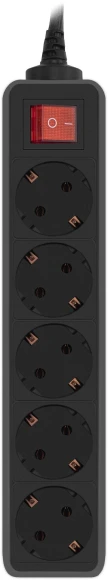 Сетевой фильтр PC Pet AP01006-E-B 1.8м (5 розеток) черный (пакет ПЭ)