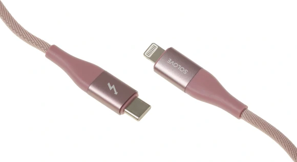 Кабель Solove DW5 DW5 PINK RUS USB Type-C (m)-Lightning (m) 1м розовый