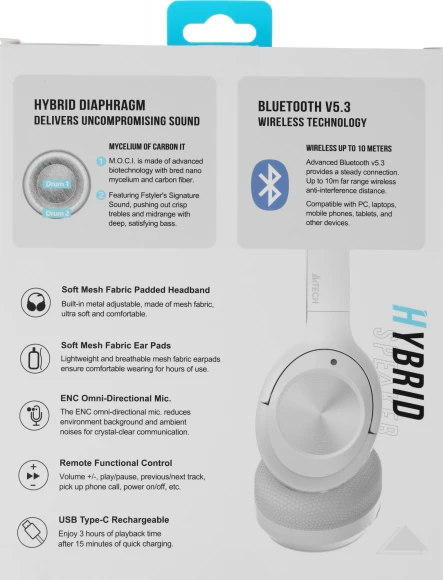 Гарнитура мониторные A4Tech Fstyler BH220 белый беспроводные bluetooth оголовье (BH220 WHITE) Гарнитура мониторные A4Tech Fstyler BH220 белый беспроводные bluetooth оголовье (BH220 WHITE)