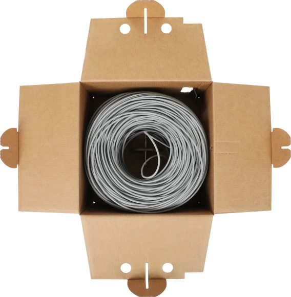 Кабель информационный Hyperline UUTP4R-C5E-S24-IN-LSZH-GY-305 кат.5E UTP 4 пары 24AWG LSZH внутренний 305м серый