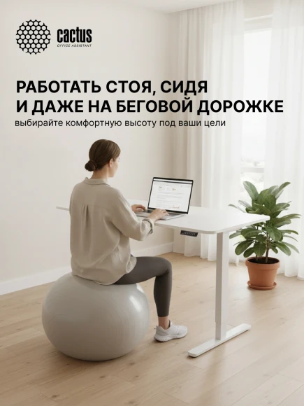 Подстолье Cactus CS-EDF-WT электропривод каркас белый 140x72x60см