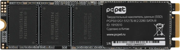Накопитель SSD PC Pet SATA-III 512GB PCPS512G1 M.2 2280 OEM