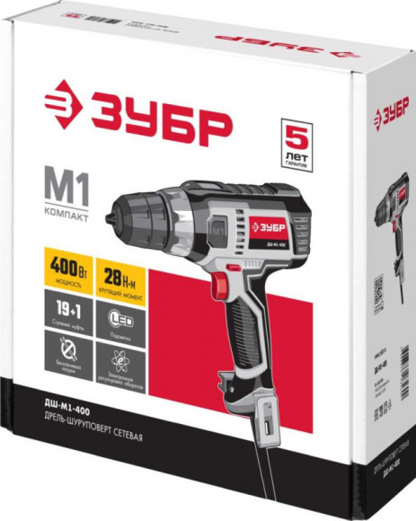 Дрель-шуруповерт Зубр ДШ-М1-400 400Вт патрон:быстрозажимной