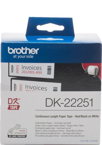 Картридж ленточный Brother DK22251 красный на белом 62x15.24 для Brother QL-570