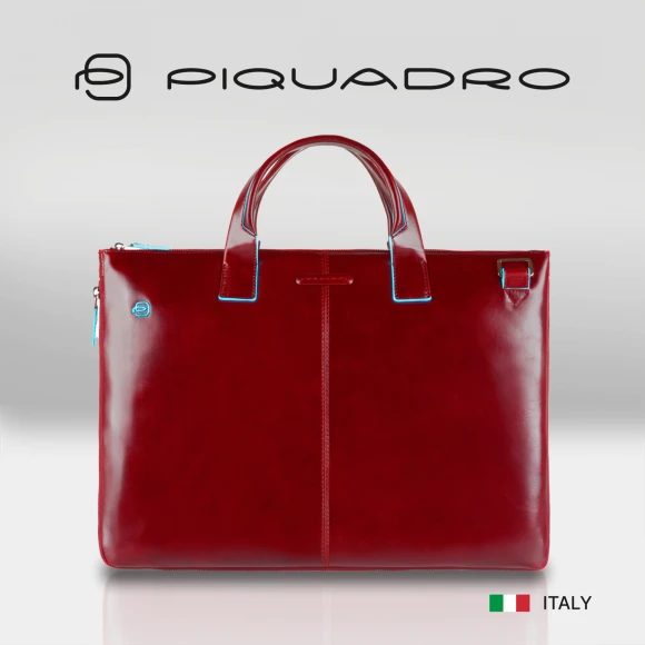 Деловая сумка Piquadro Blue Square CA4021B2/R с отделением для ноутбука 15.6" красная натур.кожа