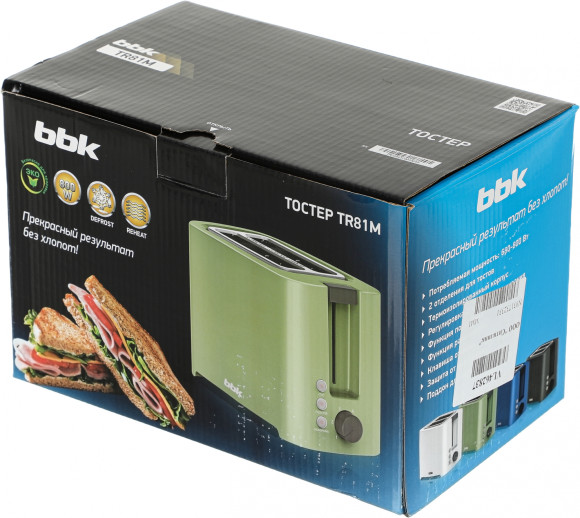 Тостер BBK TR81M 800Вт синий