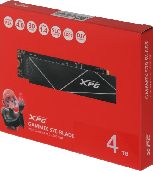 Накопитель SSD A-Data PCIe 4.0 x4 4TB AGAMMIXS70B-4T-CS XPG Gammix S70 Blade M.2 2280 Накопитель SSD A-Data PCIe 4.0 x4 4TB AGAMMIXS70B-4T-CS XPG Gammix S70 Blade M.2 2280