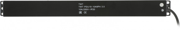 Блок распределения питания Lanmaster TWT-PDU19-10A9P4-3.0 гор.размещ. 9xSchuko базовые 10A C14 3м