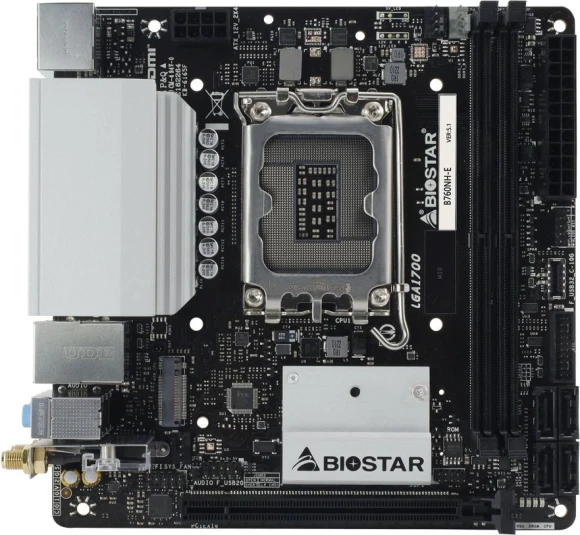 Материнская плата Biostar B760NH-E Soc-1700 Intel B760 2xDDR5 mini-ITX AC`97 8ch(7.1) 2.5Gg RAID+HDMI+DP