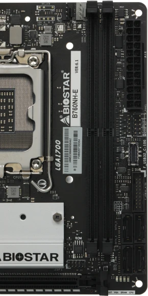 Материнская плата Biostar B760NH-E Soc-1700 Intel B760 2xDDR5 mini-ITX AC`97 8ch(7.1) 2.5Gg RAID+HDMI+DP