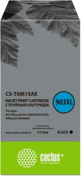 Картридж струйный Cactus CS-T6M15AE №903XL черный (37мл) для HP OJP 6950/6960/6970 с чипом Картридж струйный Cactus CS-T6M15AE №903XL черный (37мл) для HP OJP 6950/6960/6970 с чипом