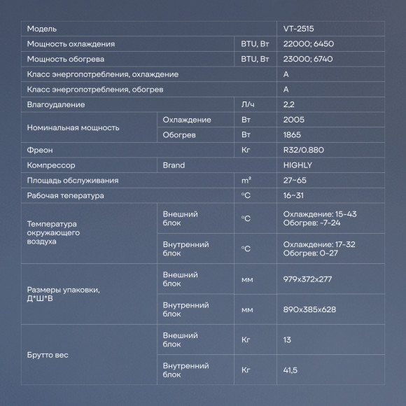 Сплит-система Vitek VT-2515 белый Сплит-система Vitek VT-2515 белый