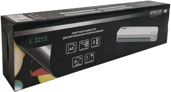 Ламинатор Office Kit L3215 белый A3 (60-125мкм) 42см/мин (2вал.) хол.лам. лам.фото Ламинатор Office Kit L3215 белый A3 (60-125мкм) 42см/мин (2вал.) хол.лам. лам.фото