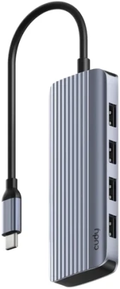 Разветвитель USB-C Cudy UH407 3порт. серебристый