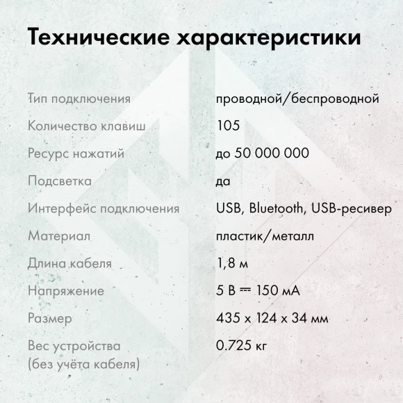 Клавиатура GMNG GG-KB783XPW механическая черный USB беспроводная BT/Radio Multimedia for gamer LED (1910520)