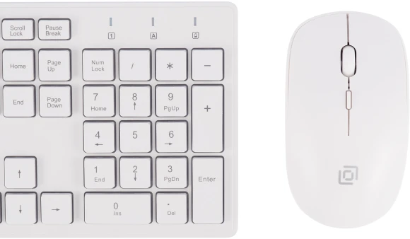Клавиатура + мышь Оклик 240M клав:белый мышь:белый USB беспроводная slim Multimedia (1091258)