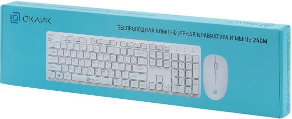 Клавиатура + мышь Оклик 240M клав:белый мышь:белый USB беспроводная slim Multimedia (1091258)