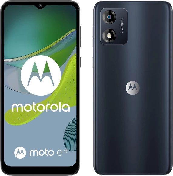 Смартфон Motorola XT2345-3 E13 64Gb 2Gb черный моноблок 3G 4G 2Sim 6.5" 720x1600 Android 13 13Mpix 802.11 a/b/g/n/ac GPS GSM900/1800 GSM1900 Protect microSD max1024Gb
