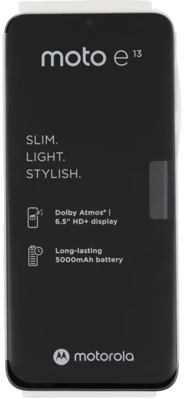 Смартфон Motorola XT2345-3 E13 64Gb 2Gb черный моноблок 3G 4G 2Sim 6.5" 720x1600 Android 13 13Mpix 802.11 a/b/g/n/ac GPS GSM900/1800 GSM1900 Protect microSD max1024Gb