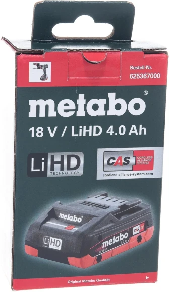Батарея аккумуляторная Metabo LiHD 18В 4Ач Li-Ion (625367000) Батарея аккумуляторная Metabo LiHD 18В 4Ач Li-Ion (625367000)
