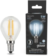 Лампа филам. Gauss Filament 5Вт цок.:E14 свеча 220B св.свеч.бел.нейт. (упак.:10шт) (104801805)