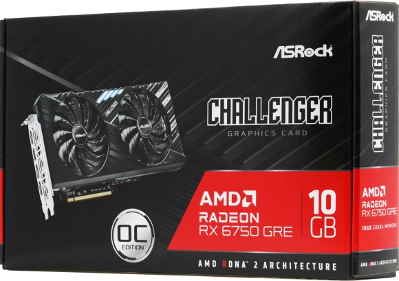 Видеокарта Asrock PCI-E 4.0 RX6750GRE CL 10GO AMD Radeon RX 6750GRE 10Gb 160bit GDDR6 2189/16000 HDMIx1 DPx3 HDCP Ret