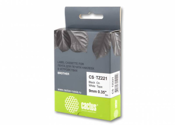 Картридж ленточный Cactus CS-TZ221 TZe-221 черный на белом 9x8 для Brother 1010/1280/1280VP/2700VP Картридж ленточный Cactus CS-TZ221 TZe-221 черный на белом 9x8 для Brother 1010/1280/1280VP/2700VP