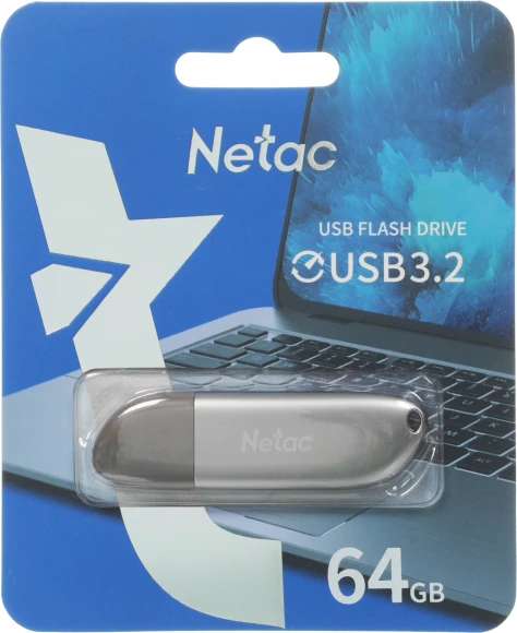 Флеш Диск Netac 64GB U352 NT03U352N-064G-32PN USB3.0 серебристый