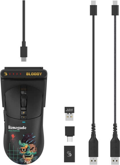 Мышь A4Tech Bloody R72 Ultra Duo Renegade черный оптическая 20000dpi беспров. USB/USB-C 7but Мышь A4Tech Bloody R72 Ultra Duo Renegade черный оптическая 20000dpi беспров. USB/USB-C 7but