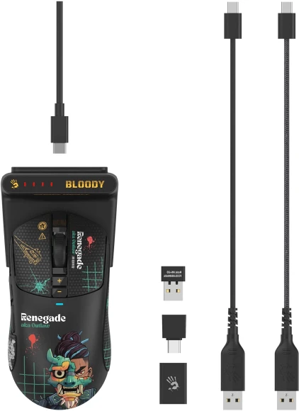 Мышь A4Tech Bloody R72 Ultra Duo Renegade черный оптическая 20000dpi беспров. USB/USB-C 7but Мышь A4Tech Bloody R72 Ultra Duo Renegade черный оптическая 20000dpi беспров. USB/USB-C 7but