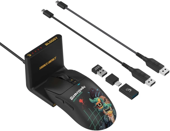 Мышь A4Tech Bloody R72 Ultra Duo Renegade черный оптическая 20000dpi беспров. USB/USB-C 7but Мышь A4Tech Bloody R72 Ultra Duo Renegade черный оптическая 20000dpi беспров. USB/USB-C 7but