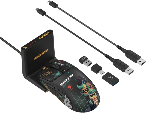 Мышь A4Tech Bloody R72 Ultra Duo Renegade черный оптическая 20000dpi беспров. USB/USB-C 7but Мышь A4Tech Bloody R72 Ultra Duo Renegade черный оптическая 20000dpi беспров. USB/USB-C 7but