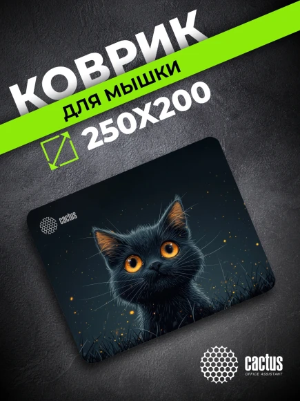 Коврик для мыши Cactus Black Cat 250x200x3мм (CS-MPC-D09S)