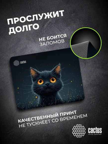 Коврик для мыши Cactus Black Cat 250x200x3мм (CS-MPC-D09S)