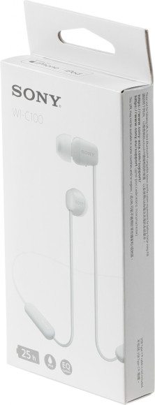 Гарнитура внутриканальные Sony WI-C100 белый беспроводные bluetooth шейный обод (WI-C100/WZ) Гарнитура внутриканальные Sony WI-C100 белый беспроводные bluetooth шейный обод (WI-C100/WZ)