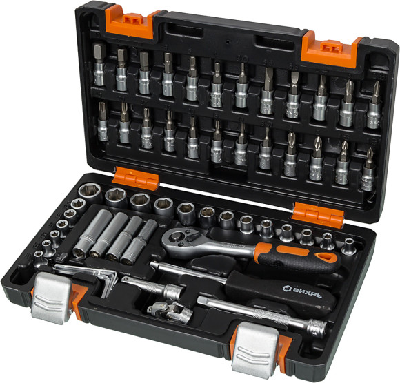 Набор инструментов Вихрь 1/4" CrV 57 предметов (жесткий кейс)